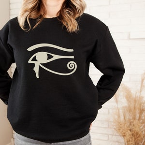 Eye of Horus Sweatshirt, Egyptian Symbol Shirt, Hieroglyph Shirt, Ancient Egypt, Esoteric Symbol, Unique, Gift for Her, Heavy Sweatshirt
