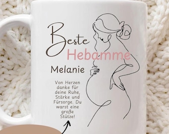Personalisierte Hebammen Tasse Geschenkidee Hebamme Dankeschön Geschenk Kaffeetasse mit Namen Weihnachtsgeschenk Teetasse Hebamme Geburtstag