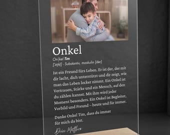 Onkel Acrylglasbild personalisiert Geschenk Onkel Geburtstag Acryl Aufsteller Fotogeschenk Patenonkel Weihnachten Uncle Danke Onkel Bilder