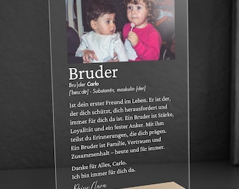 Bruder Acrylglasbild personalisiert Geschwister Geschenk Bester Bruder Geburtstag Acryl Aufsteller Foto Weihnachtsgeschenk Dankeschön Bruder