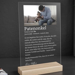 Patenonkel Acrylglasbild personalisiert Geschenk Onkel Geburtstag Acryl Aufsteller Fotogeschenk Pate Taufe Weihnachten Danke Onkel Bilder