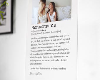 Bonusmama Acrylglasbild personalisiert Muttertag Geschenk Mama Geburtstag Acryl Aufsteller Foto Muttertagsgeschenke Danke Bonusmamas Bilder