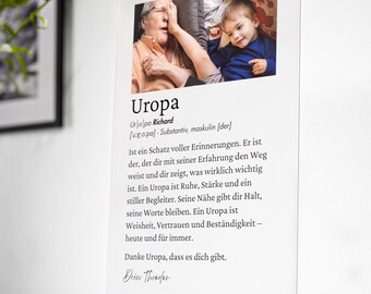 Uropa Acrylglasbild personalisiert Vatertag Geschenk Urgroßvater Geburtstag Acryl Aufsteller Foto Vatertagsgeschenke Weihnachten Danke Uropa