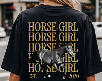 Personalisiertes Horse Girl Shirt Pferdemädchen T-Shirt Reiter Geschenkidee Pferde Tshirt Geburtstagsgeschenk Weihnachten Pferdefans Danke