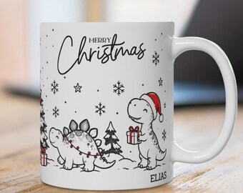 Weihnachten Tasse personalisiert Wichtelgeschenk Geschenkidee Wichtel Mitbringsel Advent Weihnachtsgeschenk Becher Adventszeit Dino Kinder