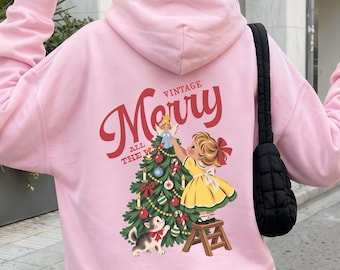 Retro Winter Hoodie Weihnachten Sweatshirt Santa Shirt Weihnachtszeit Sweater Weihnachtsgeschenk T-Shirt Christmas Geschenk Weihnachts Pulli