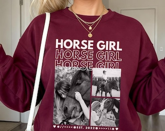 Horse Girl personalisiert Sweatshirt Pferdemädchen Hoodie Reiter Geschenkidee Pferde Sweater Geburtstagsgeschenk Pferd Weihnachten Pferdefan