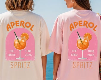 JGA Shirts personalisiert Aperol Spritz Braut T-Shirt Junggesellinnenabschied TShirts JGA Party Shirt Geschenk Trauzeugin Brautjungfer Crew
