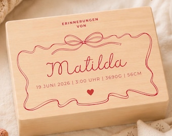 Erinnerungskiste Baby Personalisiert Erinnerungsbox Babygeschenk Geschenk zur Geburt Geschenkidee zur Taufe mit Namen Aufbewahrung Vintage