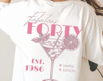 Personalisiertes 40ter Geburtstag Shirt Geschenk Freundin Forty Camiseta Schwester Geburtstagsgeschenk 40er Camiseta 1986 Party 40 Mama Frauen