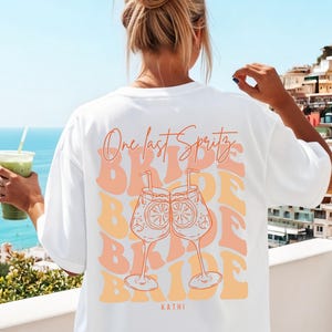 JGA Shirts personalisiert Aperol Spritz Braut T-Shirt Junggesellinnenabschied TShirts JGA Party Shirt Geschenk Trauzeugin Brautjungfer Crew image 1