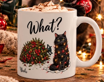 Katzen Tasse Weihnachten personalisiert Wichtelgeschenk Geschenkidee Wichtel Mitbringsel Advent Weihnachtsgeschenk Becher Adventszeit Cats
