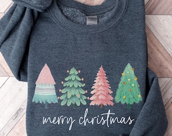 Merry Christmas Hoodie Weihnachten Sweatshirt Santa Shirt Weihnachtszeit Pulli Winter Sweater Weihnachtsgeschenk TShirt Geschenk Tanne Retro