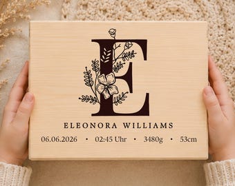 Erinnerungskiste Baby Personalisiert Erinnerungsbox Babygeschenk Geschenk zur Geburt Geschenkidee zur Taufe mit Namen Aufbewahrung Initialen