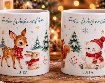Weihnachten Tasse personalisiert Wichtelgeschenk Geschenkidee Wichtel Mitbringsel Advent Weihnachtsgeschenk Waldtiere Becher Adventszeit