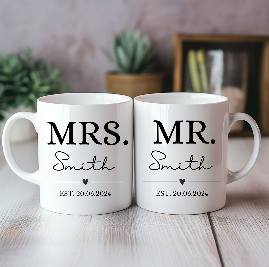 Personalized Mr Mrs Mug, Wedding Gift, Bridal Shower, Engagement Mug ...