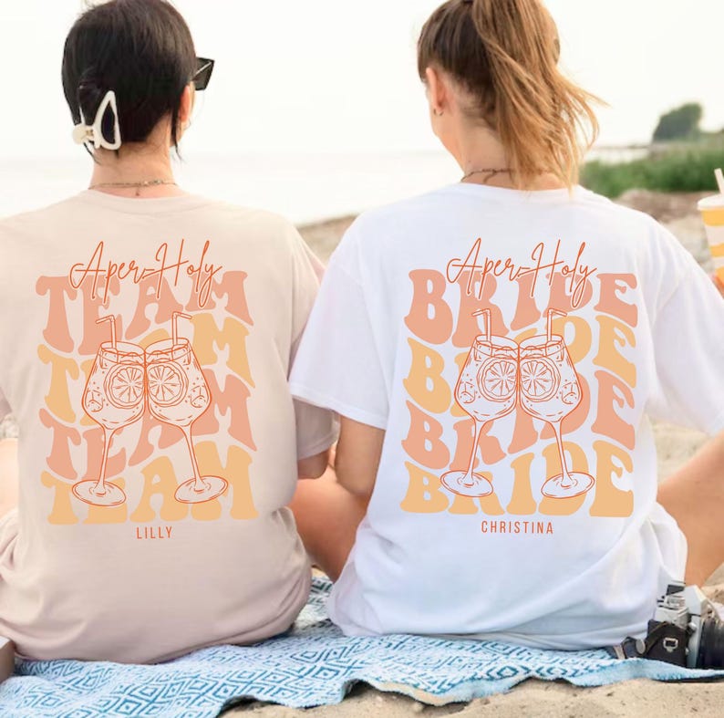 JGA Shirts personalisiert Aperol Spritz Braut T-Shirt Junggesellinnenabschied TShirts JGA Party Shirt Geschenk Trauzeugin Brautjungfer Crew image 4