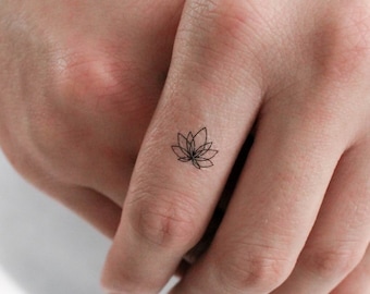 Tatuaje temporal minimalista de loto (conjunto de 3)