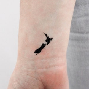 Neuseeland Landkarte temporäres Tattoo (3er Set)