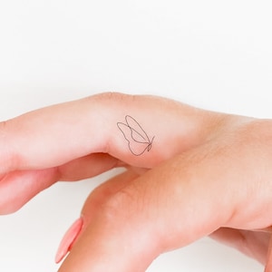Tiny One Line Butterfly Temporary Tattoo (Set of 3) image 1
