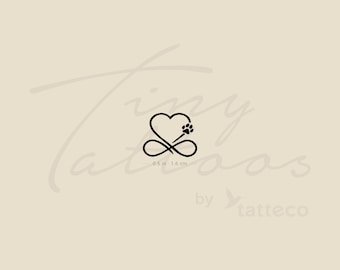 Hond Paw Print Infinity hart tijdelijke tattoo (set van 3)