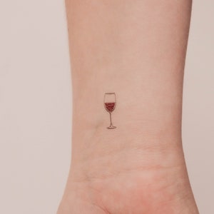 Red Wine Glass Temporary Tattoo set of 3 - Etsy