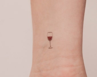 Red Wine Glass Temporary Tattoo (Set of 3)