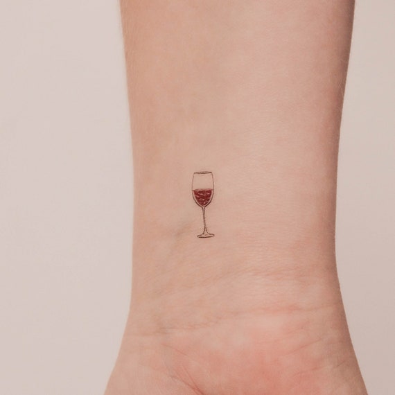 Red Wine Glass Temporary Tattoo (set of 3) - Etsy