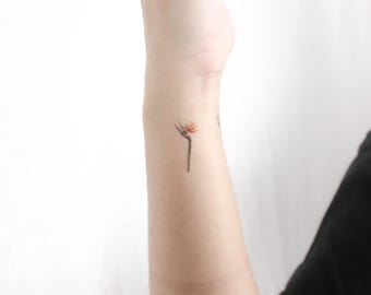 Small Watercolor Strelitzia Temporary Tattoo (set of 3) - Etsy