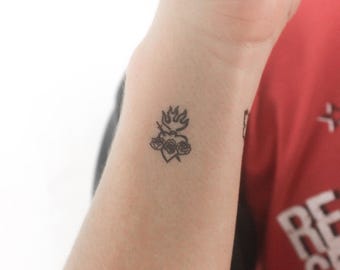 ◼︎Old School tattoo マリアキークロシェット(L)聖母　キリスト 聖母マリアの汚れなき御心のタトゥー（3 枚セット） - Etsy 日本