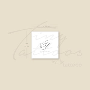 Tiny One Line Butterfly Temporary Tattoo (Set of 3) image 2
