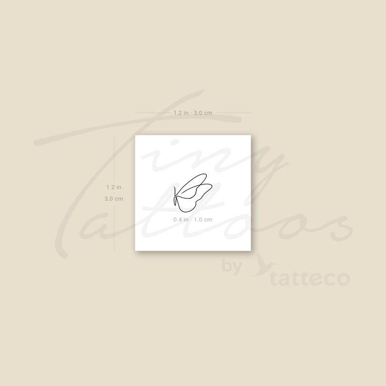 Tiny One Line Butterfly Temporary Tattoo (Set of 3) image 2