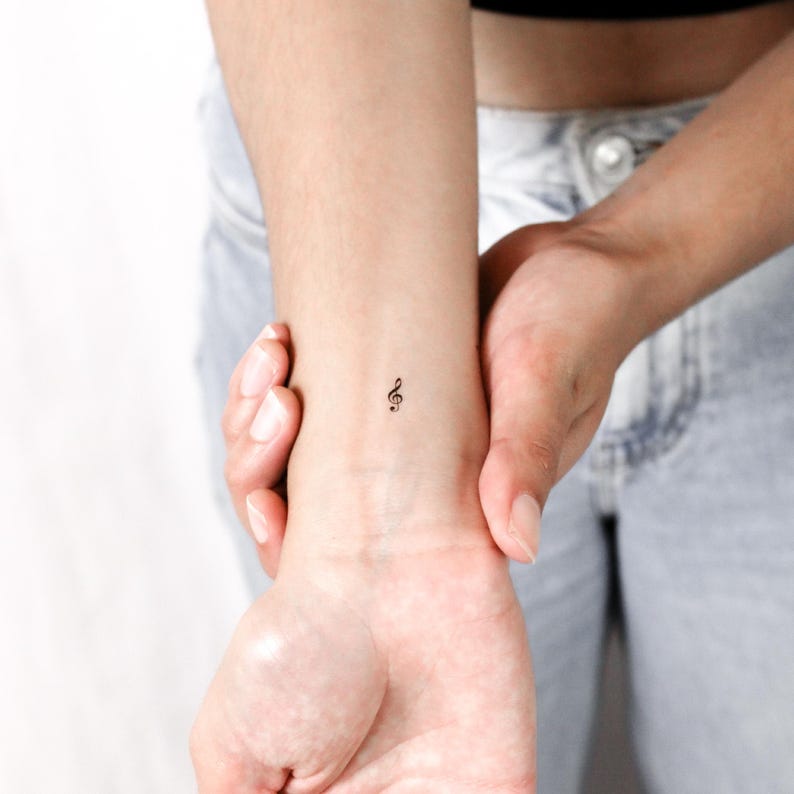 Tiny Treble Clef Temporary Tattoo (Set of 3) image 1