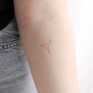 Tatouage temporaire fine ligne colibri (Ensemble de 3)