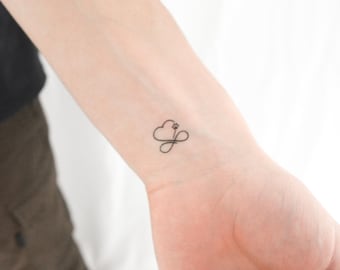 Tatuaje temporal de corazón infinito con estampado de pata de perro (juego de 3)