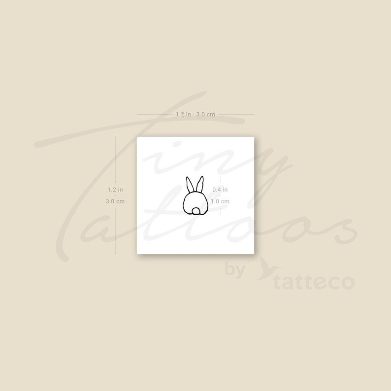 Tiny Rabbit From Behind Temporary Tattoo (set of 3) - Etsy