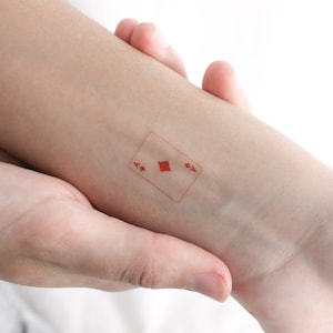 Tatuaggio Temporaneo Carta Asso di Quadri (Set di 3)