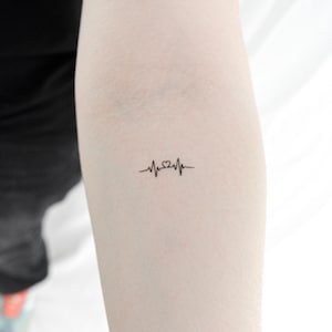 Heartbeat And Heart Temporary Tattoo (Set of 3)