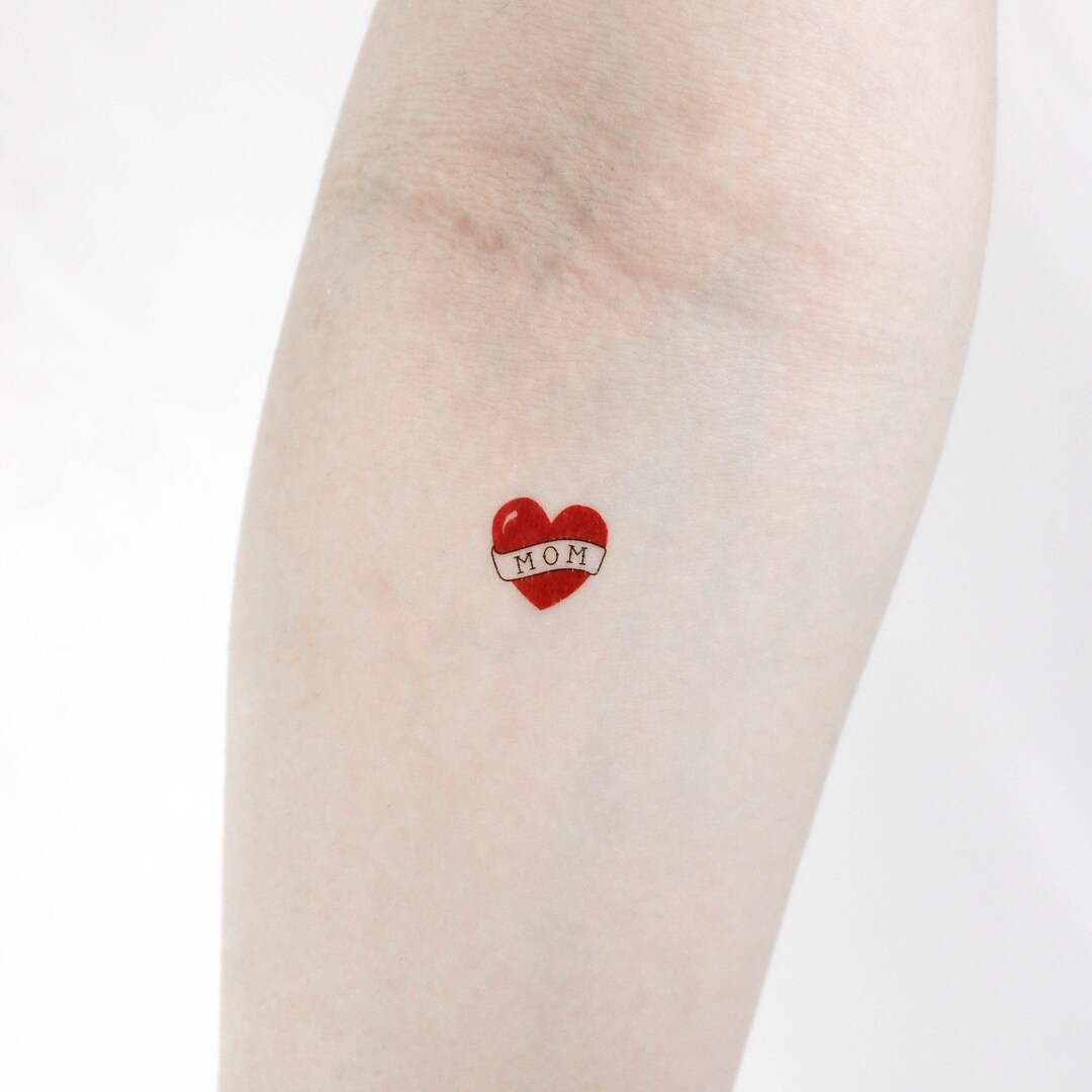 Mom Banner Heart Temporary Tattoo (set of 3) - Etsy