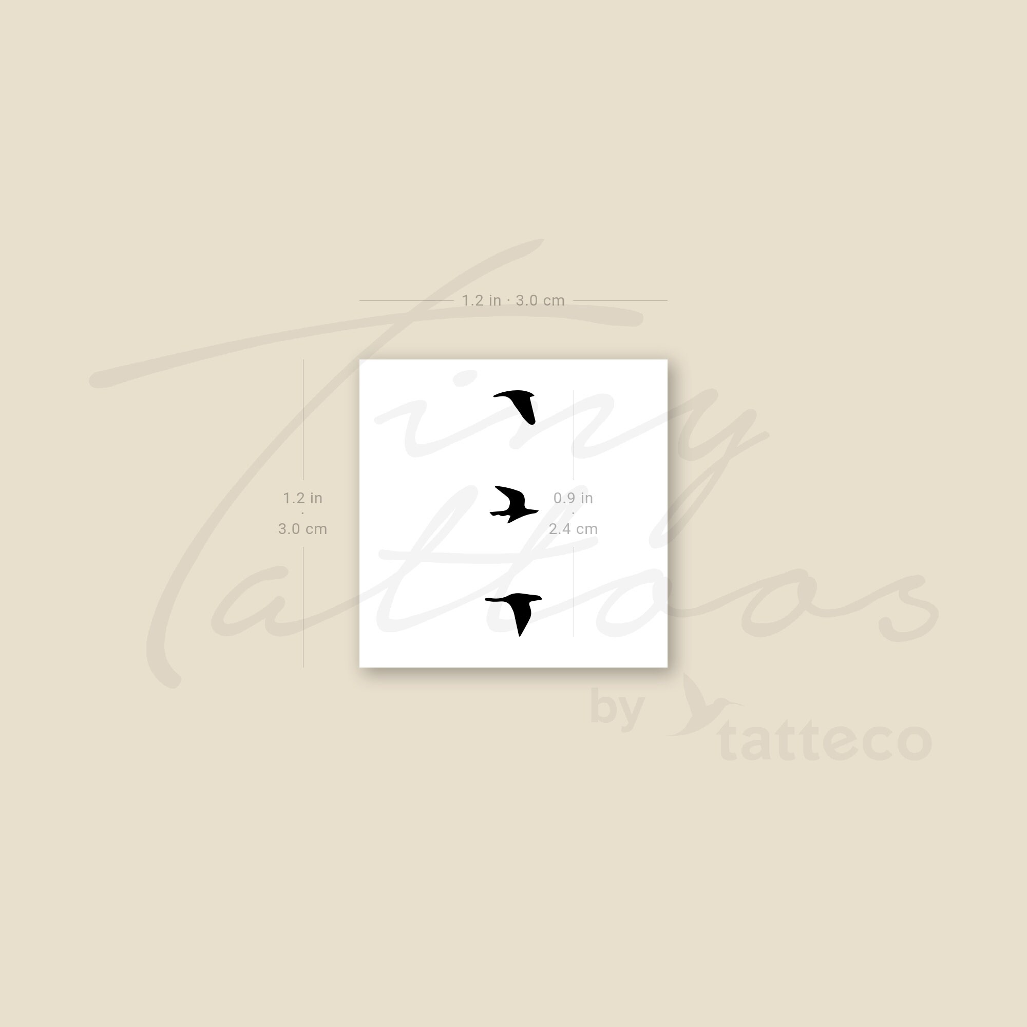 Tiny Flying Birds Temporary Tattoo set of 3 - Etsy