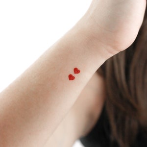 Two Red Hearts Temporary Tattoo (Set of 3)