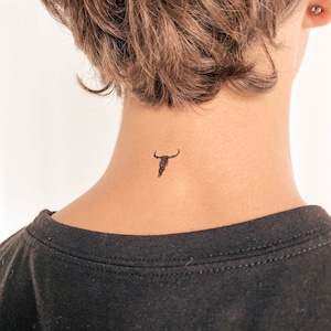 Tatuaggio Temporaneo Teschio di Toro (Set di 3)