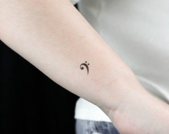 Tiny Bass Clef Temporary Tattoo (Set of 3)