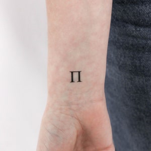 Tatuaje temporal de Pi en mayúsculas (conjunto de 3)