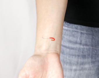 Tijdelijke tattoo kleine rode garnaal (set van 3)