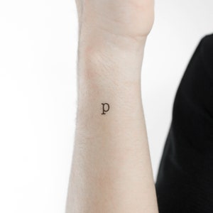 P Typewriter Lowercase Temporary Tattoo (Set of 3)