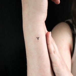 V Typewriter Lowercase Temporary Tattoo (Set of 3)