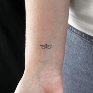 Petit tatouage temporaire de bateau en papier (Ensemble de 3)