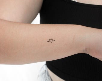 Hand-Drawn Heart And Arrow Temporary Tattoo (Set of 3)