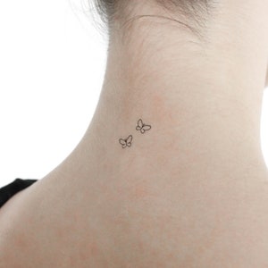 Minimalist Butterfly Couple Temporary Tattoo (Set of 3)
